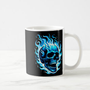 Flammender blauer Schädel, coole lustige Grafik Kaffeetasse
