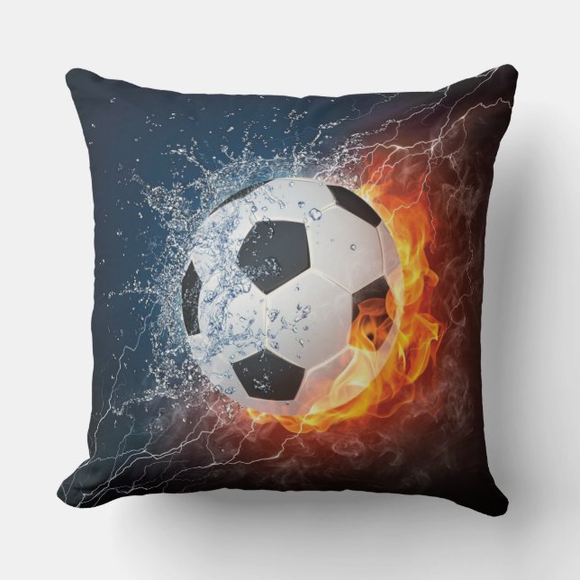 Flammender Fußball/Fußballball Kissen (Vorderseite)