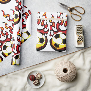 Flammender Fußball-Hot-Fire-Sport Geschenkpapier