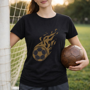 Flammender Fußball-Kunst; Feuerball-Fußball-Grafik T-Shirt