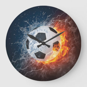 Flammender Fußball-Wurfkissen Große Wanduhr