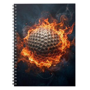 Flammender Golfball – Brennendes Ballsport-Thema Notizblock