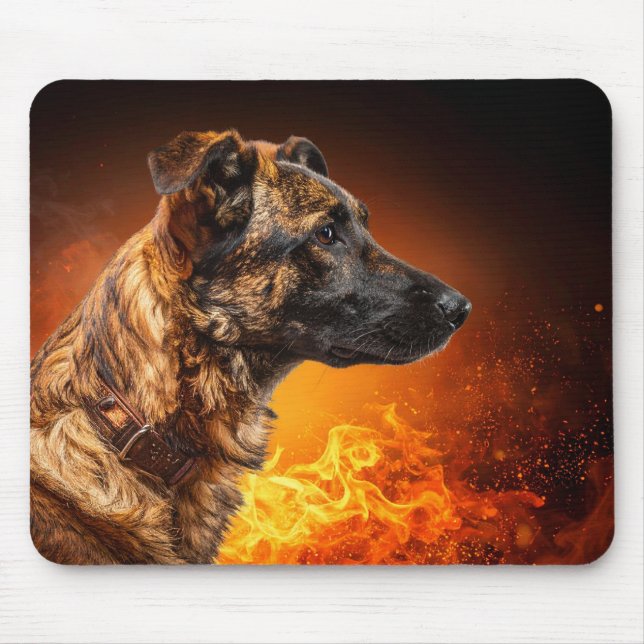 Flammender Hund Mousepad (Vorne)