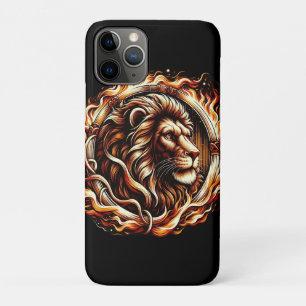 Flammender Löwe im Ring der Feuerflammen Astrologi Case-Mate iPhone Hülle