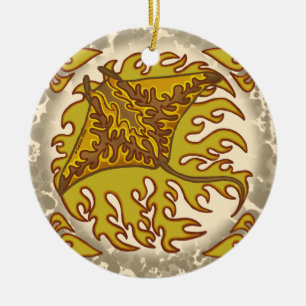 Flammender Manta Rochen-Schmuck Keramik Ornament
