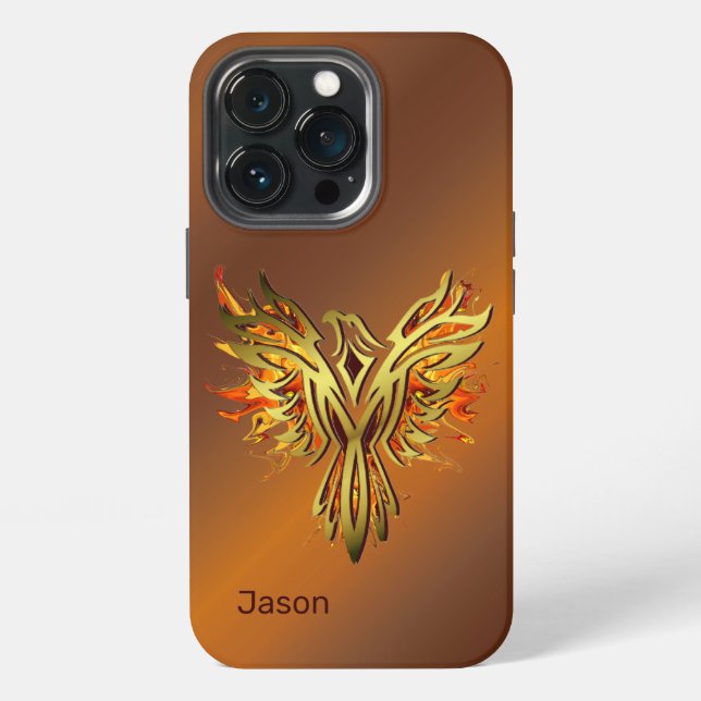 Flammender Phönix auf Bronze iPhone Hülle (Hinten)