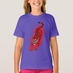 Flammender Roter Tiger – Wildes Feuer-Biest T-Shir T-Shirt