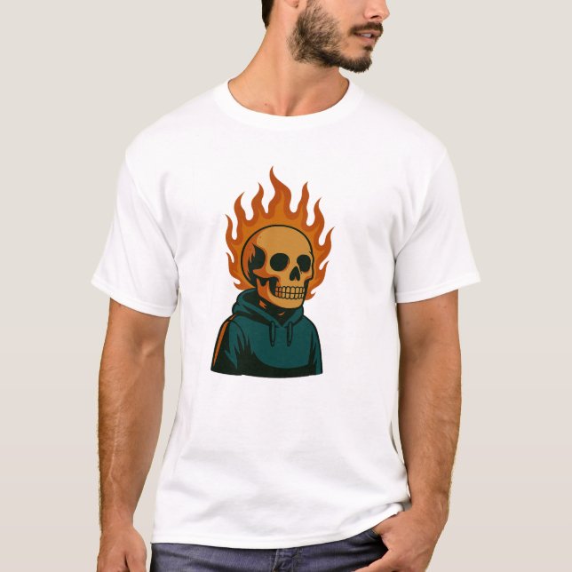 Flammender Schädel T-Shirt (Vorderseite)