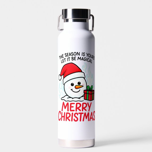 Flammender Schneemann Weihnachts Isolierter Feiert Trinkflasche (Vorne)
