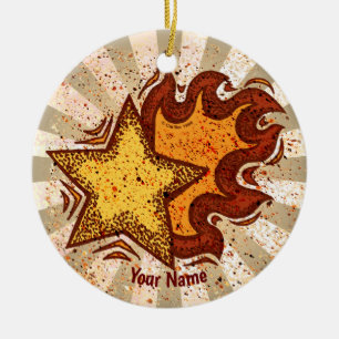 Flammender Stern Keramik Ornament