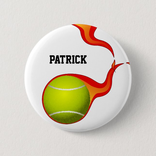 flammender Tennisball Button (Vorderseite)