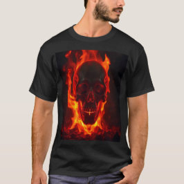 Flammender Totenkopf Feuer T-Shirt