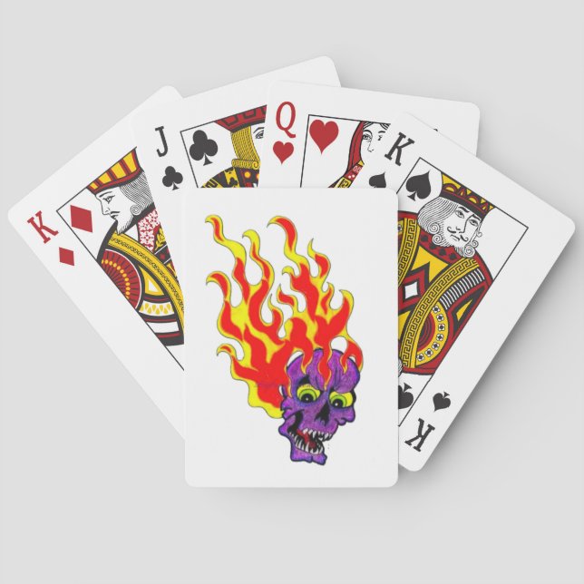 Flammender Totenkopf Klassische Spielkarten  (Rückseite)