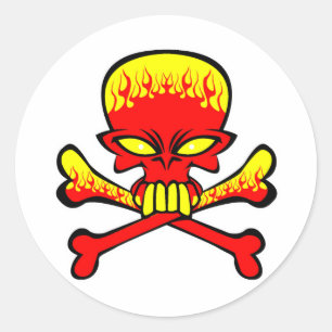 Flammender Totenkopf Runder Aufkleber