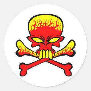 flammender Totenkopf Runder Aufkleber