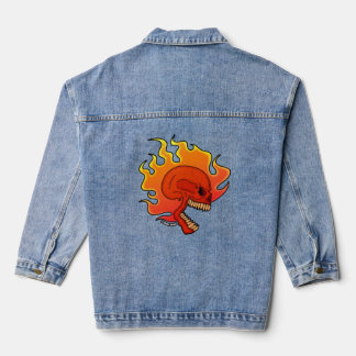 Flammender Totenkopf Screwball Grafiken Jeansjacke