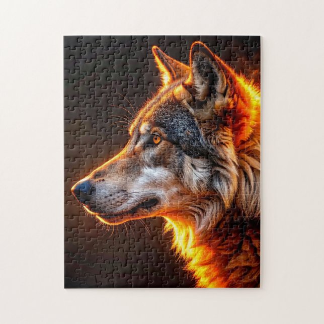Flammender Wolf Puzzle (Vertikal)
