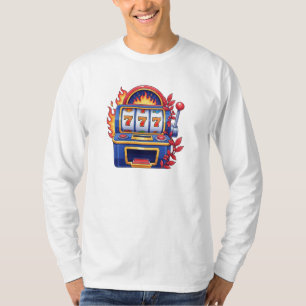 Flammendes 777 Jackpot Retro-Casino-Design T-Shirt