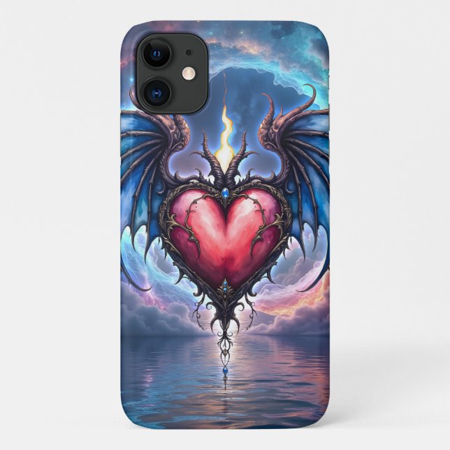Flammendes Herz des Mondes – Gothic Cosmic Love  Case-Mate iPhone Hülle (Rückseite)