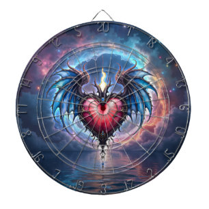 Flammendes Herz des Mondes – Gothic Cosmic Love Dartscheibe