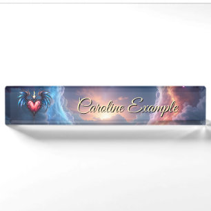 Flammendes Herz des Mondes – Gothic Cosmic Love Namensplakette