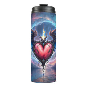 Flammendes Herz des Mondes – Gothic Cosmic Love Thermosbecher