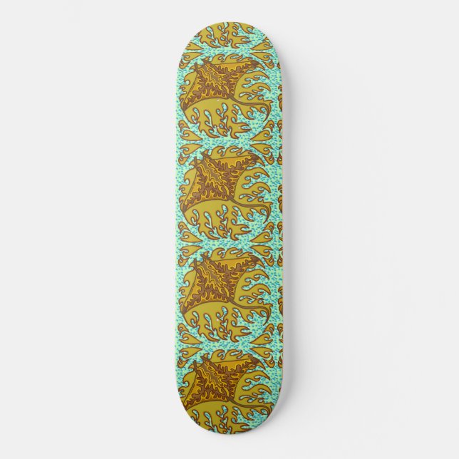 Flammendes Manta Rochen Skateboard (Vorderseite)