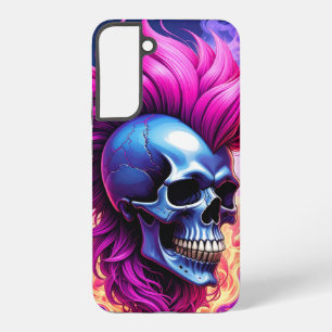 Flammendes Punk-Totenkopf-Handyhülle Samsung Galaxy Hülle