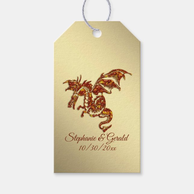 Flammendrache auf Gold Personal Geschenkanhänger (Vorderseite)