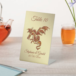 Flammendrache auf Gold Personal Sockelschild