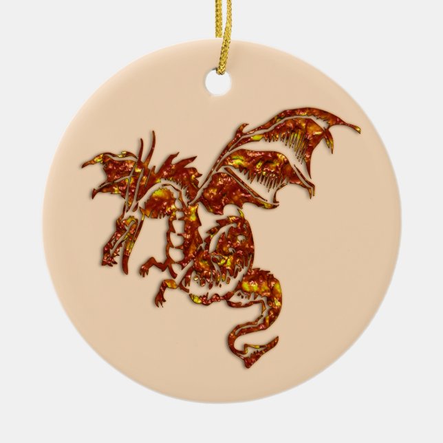 Flammendrache Keramikornament (Vorne)