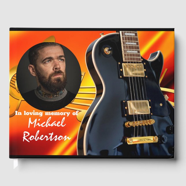 Flammenfarben & E-Gitarren-Gedenkmal Gästebuch (Vorderseite)