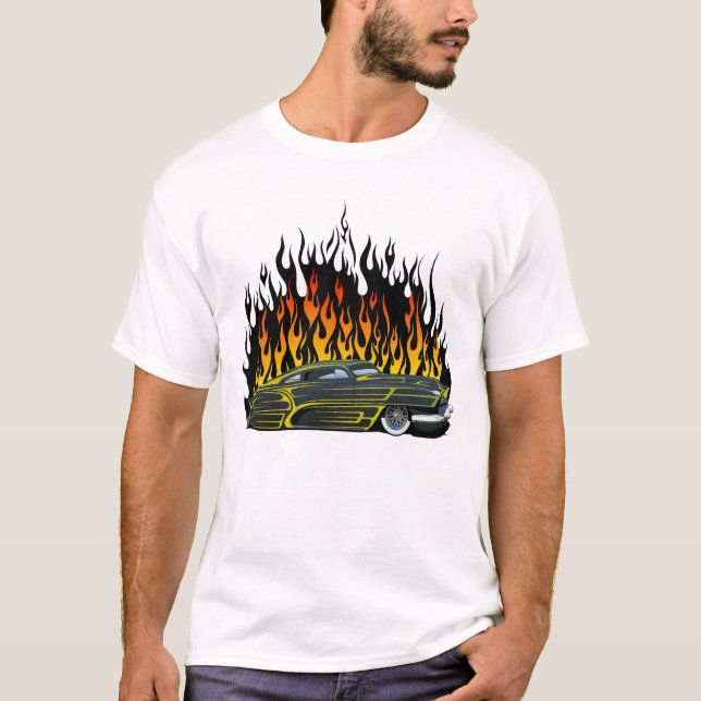 Flammenfeuer Hot Rod Auto Vinto American T-Shirt (Vorderseite)