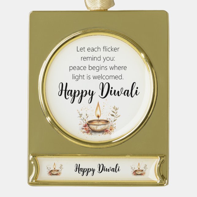 Flammenflüster, Diwali Banner-Ornament Gold (Vorderseite)