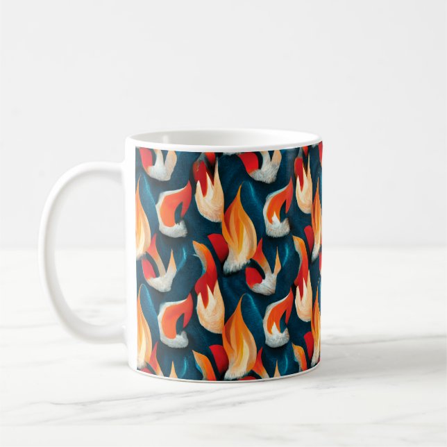 Flammengewebe | Rotes und blaues Wiederholmuster Kaffeetasse (Links)