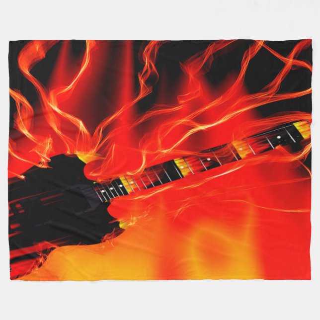 Flammengitarre Fleecedecke (Vorderseite (Horizontal))