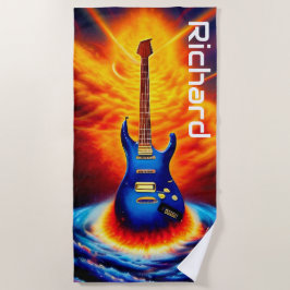 Flammengitarre Strandtuch