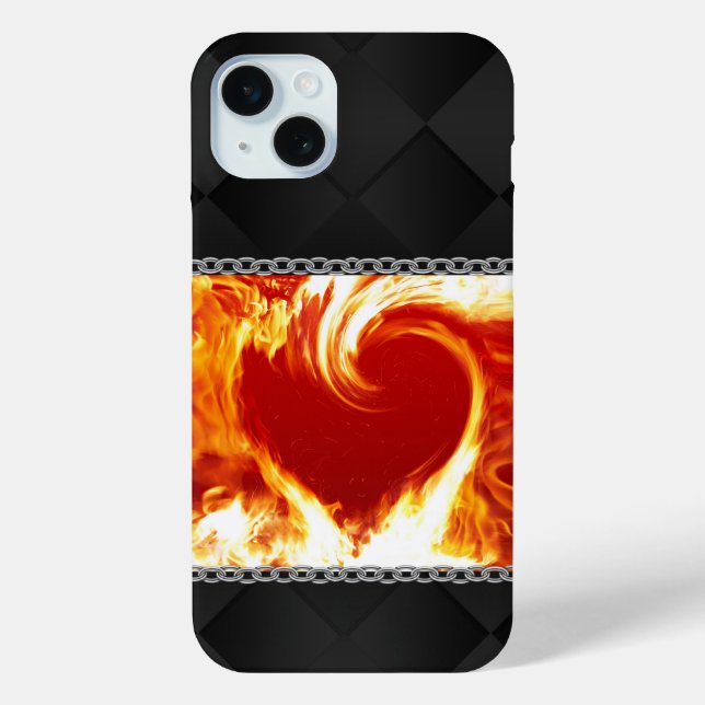 Flammenherz auf schwarzem Satin Case-Mate iPhone Hülle (Rückseite)