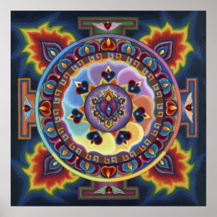 Flammenherz Mandala Poster