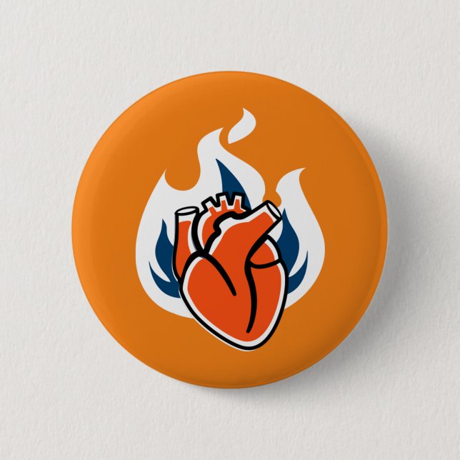 Flammenherz Orange Crush Button (Vorderseite)