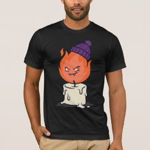Flammenkerzen-Monster-Shirt-Beanie-Halloween-Tee T-Shirt