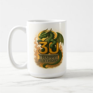 Flammenkissed Dreißig: Tasse des Drachen zum Gebur