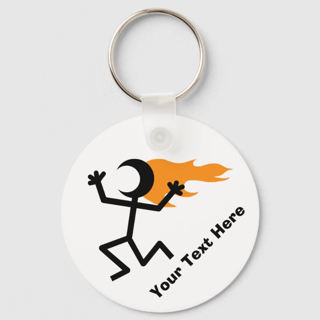 Flammenkopf Stickman Schlüsselanhänger (Rückseite)