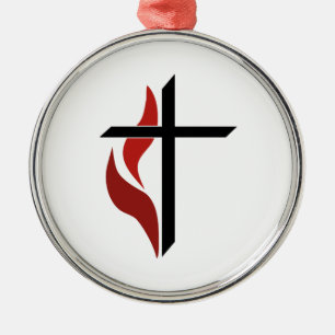 Flammenkreuz Silbernes Ornament