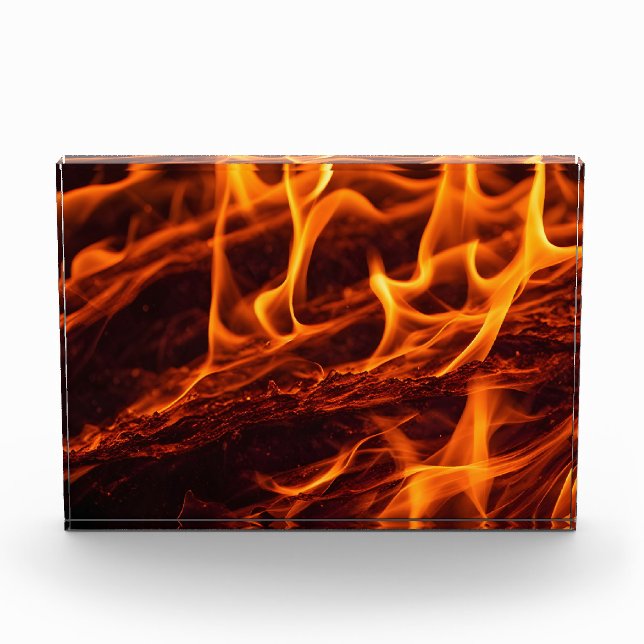 Flammenmakro in Kamin Fotoblock (Vorderseite)