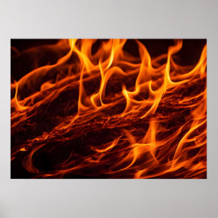 Flammenmakro in Kamin Poster