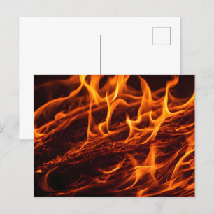 Flammenmakro in Kamin Postkarte