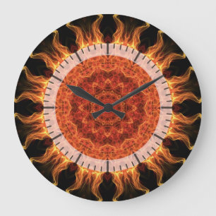 Flammenmandala Große Wanduhr