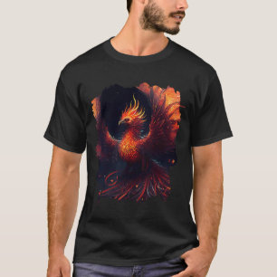 Flammenphoenix mit Verzierungen und Feuerglühen T-Shirt
