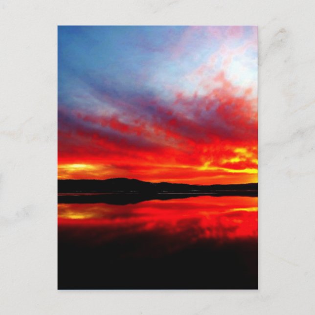 Flammenrote Sonne geht unter Postkarte (Vorderseite)